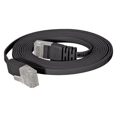 Exertis Connect Hochwertiges Flachband-Patchkabel Cat. 6, U/UTP, schwarz, 10,0 m Ideal für die Verlegung unter den F (U/UTP, UTP, CAT6, 10 m) (77810S)
