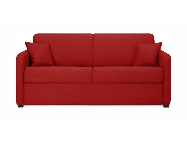BREST - Canapé convertible 3 places - Tissu tissé, Rouge