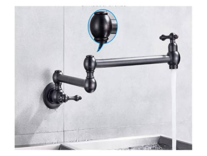 Schwenkbares Wasserhahnzubehör Schwarz gedrehte Küchenspüle Kaltwasserhahn Wasserhahn aus massivem Messing Waschbecken Schwenkarmaturen Wandmontage Topffüller Wasserhahn ( Color : Black Bronze C , Siz