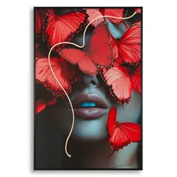 Mauro Ferretti Moderner Schmetterlings-Kunstdruck mit LED- und 3D-Effekt auf Leinwand – Landschaftsgemälde 60 x 90 cm