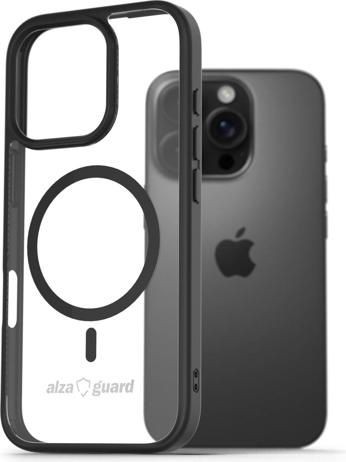 AlzaGuard transparante TPU-hoes compatibel met MagSafe voor iPhone 16 Pro, zwart