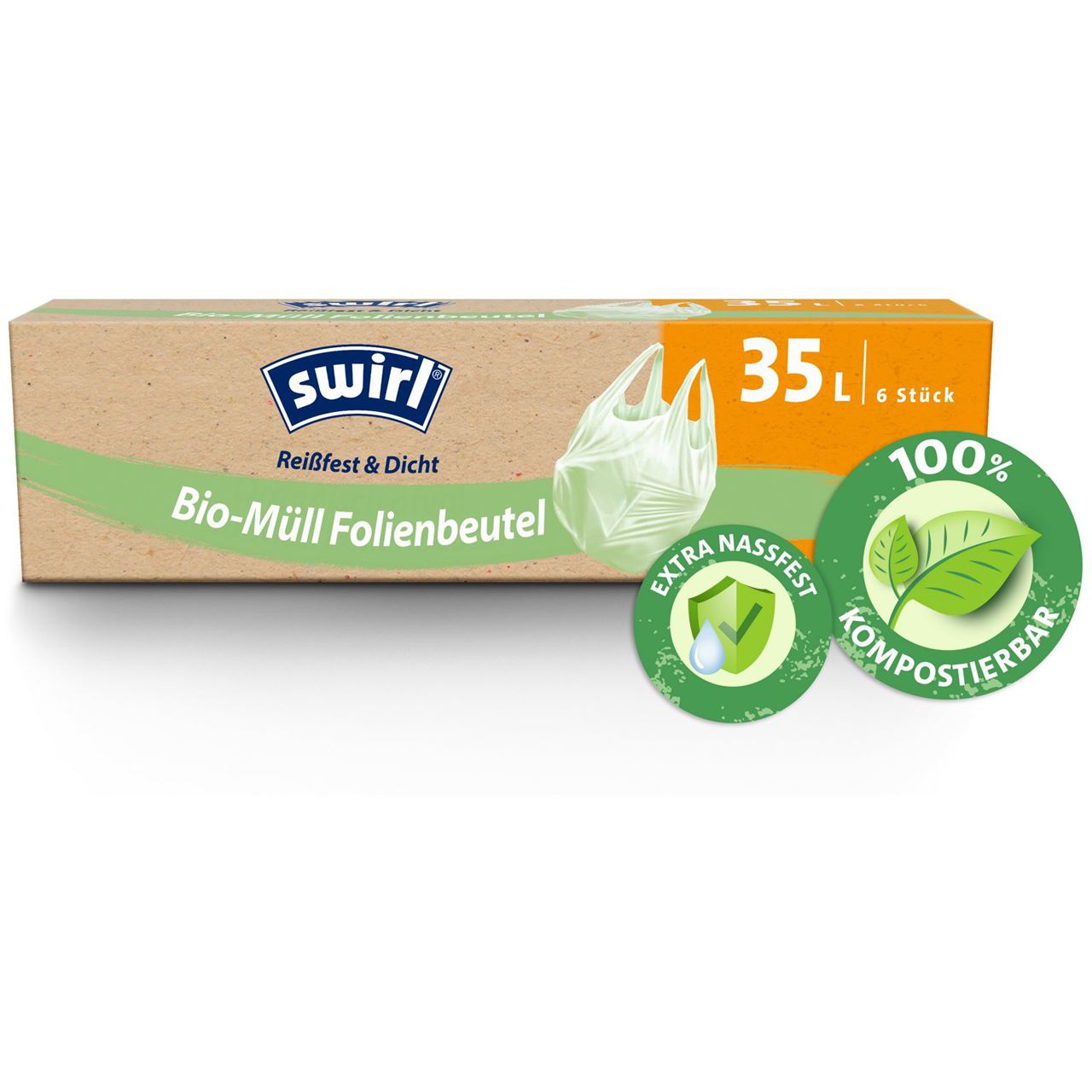 swirl Biomüllbeutel 317110 35,0 l grün, 6 St.