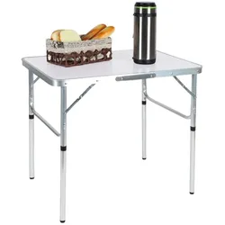 Relaxdays Campingtisch klappbar & höhenverstellbar Weiß,Silber