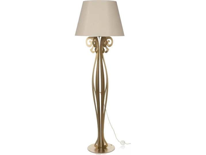 Lampadaire Circeo 60X180 Cm En Fer Doré\, Abat-Jour Sable\, Design Vintage\, Interrupteur Au Pied\, Italy