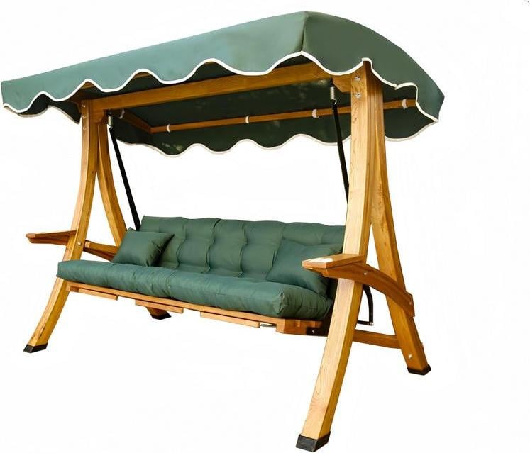 Robuste beige hangstoel voor in de tuin
