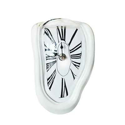 Surreale, geschmolzene, verdrehte römische Ziffern-Wanduhren, Uhr im Surrealismus-Stil, Wohnaccessoire, verzerrtes Wanduhr-Dekor