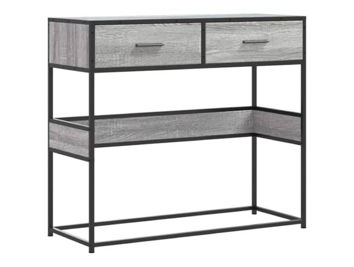 Konsolentisch Grau Sonoma Eiche 90x35x80 cm mit Schrank und Ablage Metallrahmen, feuchtigkeitsbeständige Tischplatte, leicht zu reinigen, modernes Design