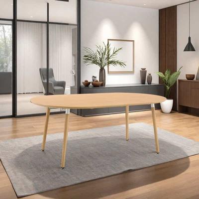 ZWYO HOSIMU "3-in-1 Extendable Dining Table, 43""-75"" Oval Kitchen Table with Quiet Sliding Rails, Wood Grain"