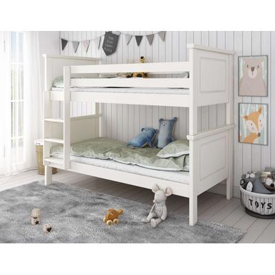 Etagenbett OTTO HOME "Erik, teilbar in 2 Einzelbetten, Kassettenoptik, Landhausstil", weiß, B:107cm H:166,6cm L:211,4cm, Etagenbetten, Etagenbett, mit Lattenroste, Massivholz, Made in EU