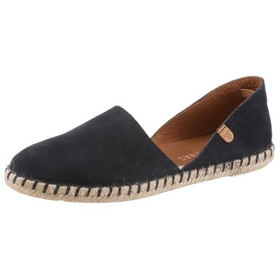 Espadrille VERBENAS, Damen, Gr. 36, ungefüttert, blau (dunkelblau), Veloursleder, unifarben, Schuhe Espadrille, Strandschuh, Sommerschuh, Loafer aus Veloursleder