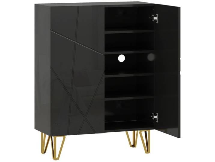 YWJ Armoire Chaussures Noire 2 Portes 72x31 5x95cm 3 Tablettes Réglables Rangement Entrée