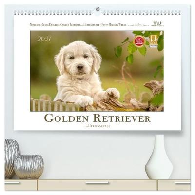 Golden Retriever... Herzenshunde (hochwertiger Premium Wandkalender 2027 DIN A2 quer), Kunstdruck in Hochglanz