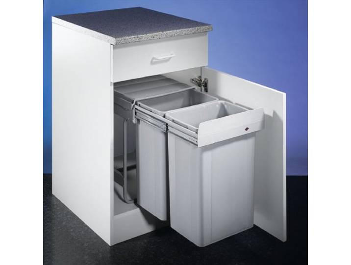 Naber Wesco Bio-Double 40DT-26 Einbau Abfalleimer für Küche Mülleimer mit Deckel alugrau