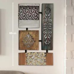 Wanddekoration Wandobjekt Wohnzimmer Deko Wandbehang Relief Eisen, verschiedene Motive, Farbmix, LxBxH 37x2x68 cm