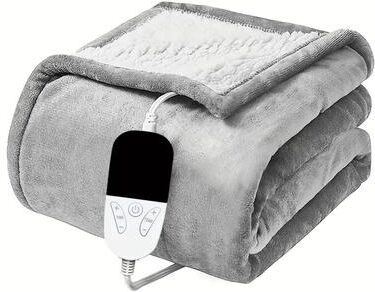 Rare Purchases Soft Heated Throw Blanket, Electric Blanket With Heating Levels & 4 Hours Auto Off Feature gray