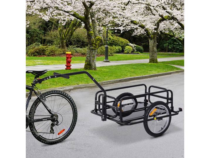 HOMCOM Remorque Vélo 70L Pliable Acier Noir 40Kg Max