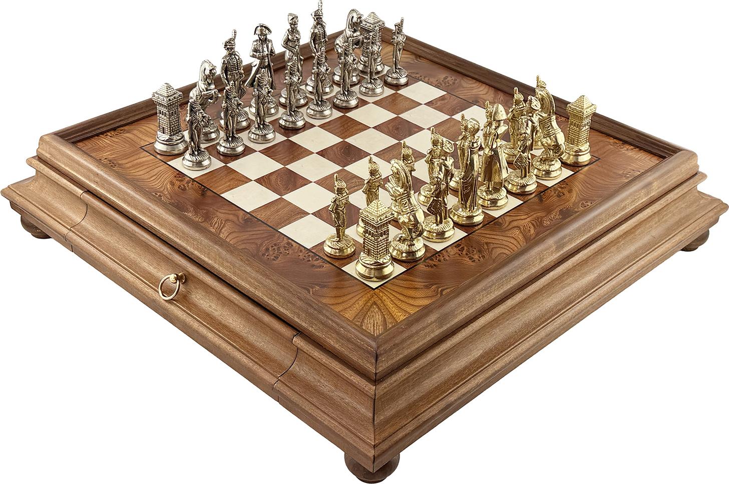 Schachspiel Italfama Napoleon - Luxus-Set mit historischen Metallfiguren 10 cm