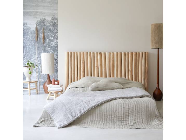 Kopfteil Bett Treibholz Teakholz helles Holz Schlafzimmer 180 River Neu Tikamoon - Natur
