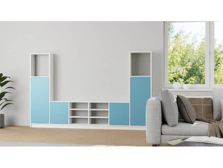 Wohnwand nach Maß MDF Beschichtet MDF Weiß matt