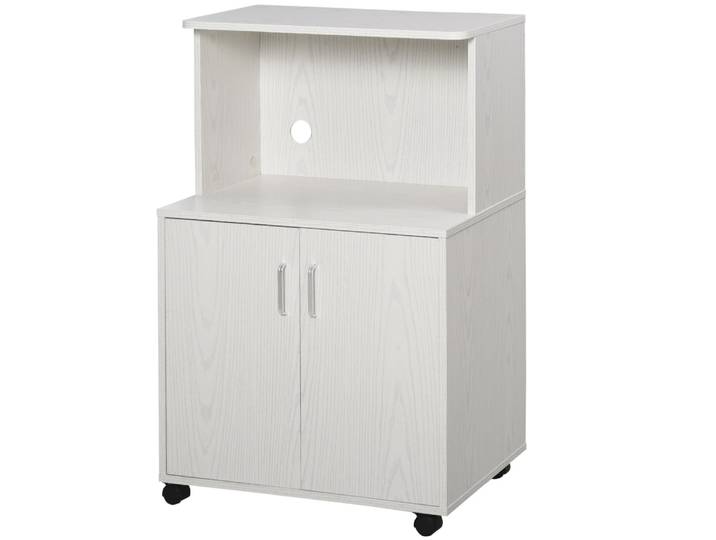 Chariot desserte micro-ondes placard 2 portes blanc