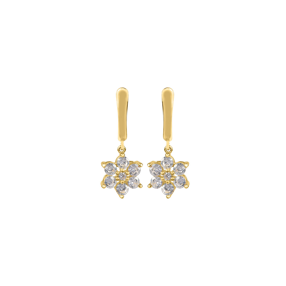 Jacques Lemans Ohrhänger Blume Sterlingsilber vergoldet mit Zirkonia