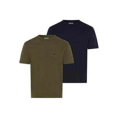 T-Shirt BOSS, Herren, Gr. S, blau (open miscellaneous 981), Jersey, Obermaterial: 100% Baumwolle, Rundhals, Shirts T-Shirt, Ton in Ton Stickerei