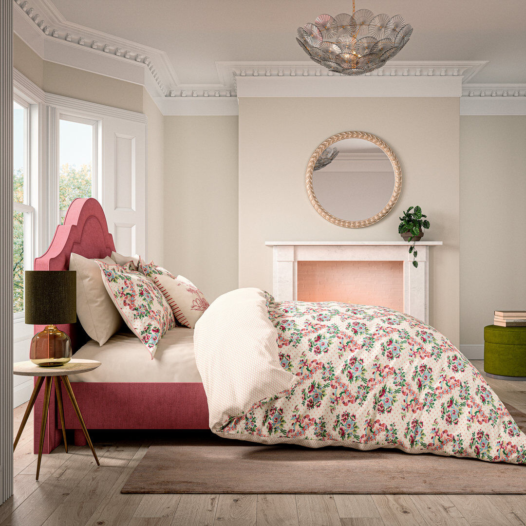 V&A Chinese Magpie Cotton Floral Duvet Cover Set Red Double Duvet Cover + 2 Pillowcases