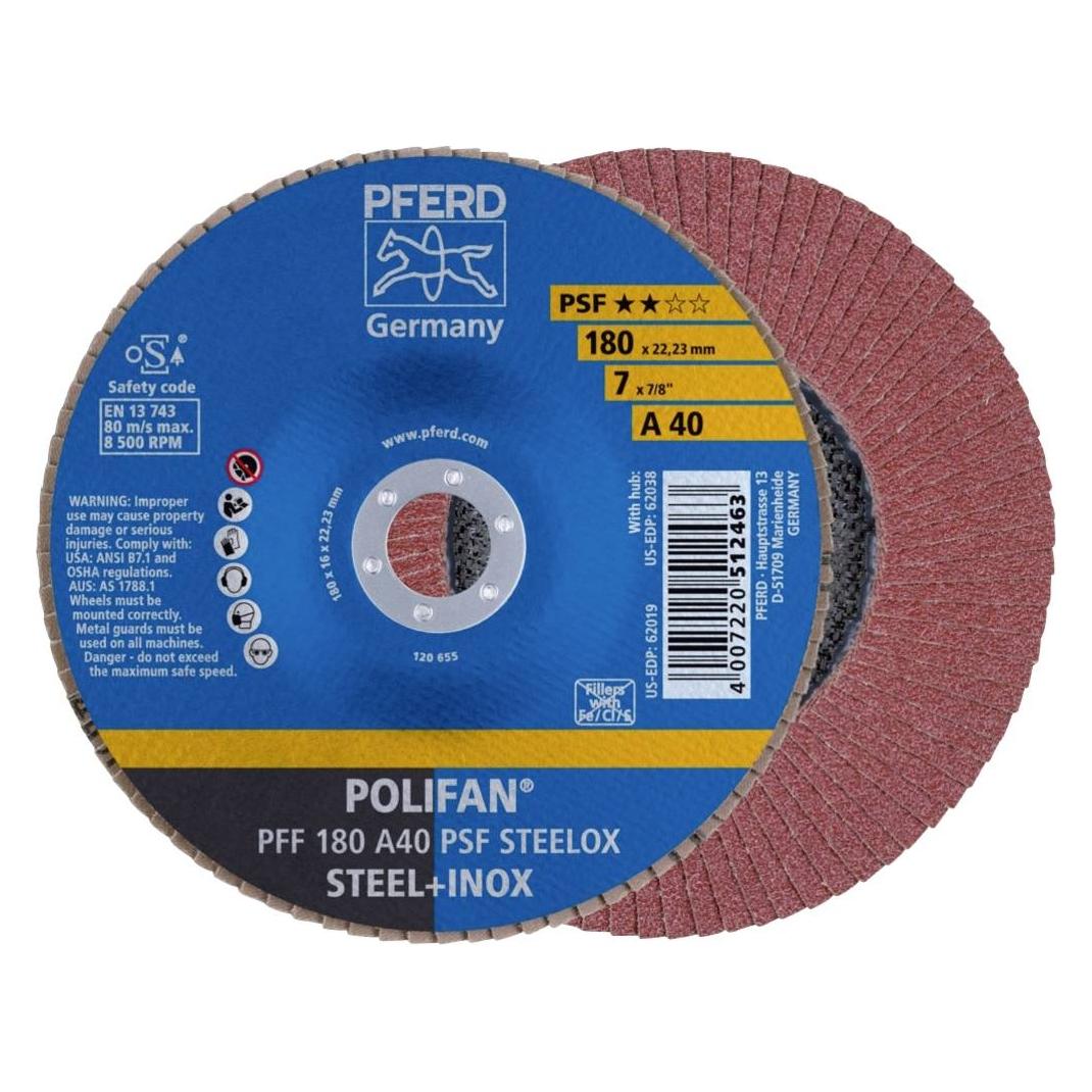 Pferd POLIFAN-Fächerscheibe PFF 180 A 40 PSF/22.23 VPE: 10 (40) (PFF 180 A 40 PSF STEELOX)