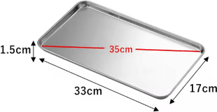 Inspire Picks Stainless Steel Rectangular Serving Tray Food Storage & Baking Plate 33x17x1.5cm