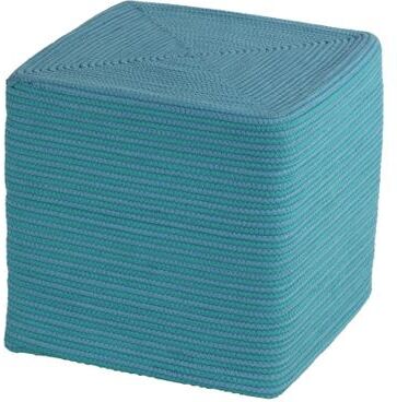 Cortesi Home Macon Square Rope Pouf Ottoman, Grey and White
