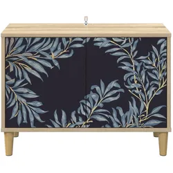 vidaXL, TV Möbel, Famelin (Blaues Farnmuster) (33 x 69 x 50 cm)