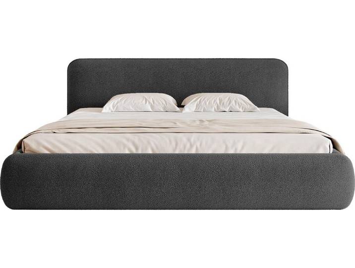 FEDVE Polsterbett Herat aus Bouclé-Stoff 120x200 cm, Graphit