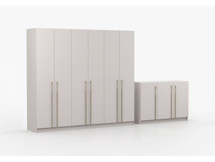 Drehtürenschrank und Kommode 2er-Set ROSA 6D/ROSA 3D II Kaschmir Kaschmir