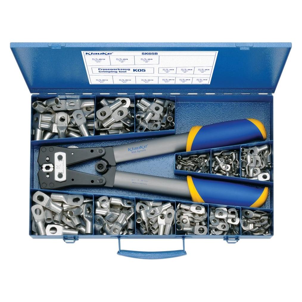 Klauke Rohrkabelschuh-Sortiment 6 - 50 mm² mit Presswerkzeug (SK65B)