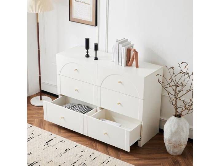 Feuille épaissie Nouvelle armoire à tiroirs avec 6 tiroirs en matériau écologique – armoire à tiroirs à porte blanche pour le salo