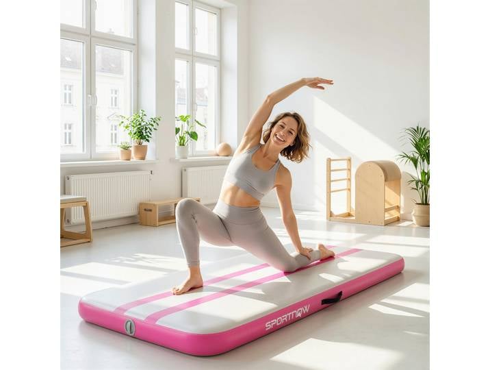 SPORTNOW Tapis Gymnastique Gonflable 2,05m avec Pompe et Sac