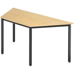 bümö Multifunktionstisch Ahorn, Tisch 160 x 69 cm, Tischfuß vierkant schwarz - Tisch Trapez, Besprechungstisch System D-Serie, Konferenztisch,