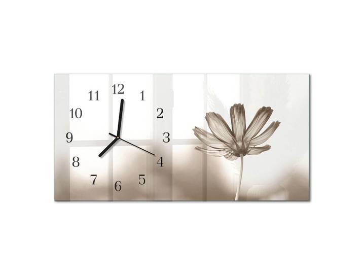 Tulup Wanduhr 60x30 cm - Abstrakte Linien, Beige, Glas, Rechteckig, 60x30x0.4 cm, Dekoration, Uhren, Wanduhren
