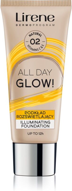 Lirene ALL DAY GLOW! aufhellendes Make up-Fluid für einen langanhaltenden Effekt Farbton 02 Natural 30 ml