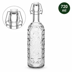 WDMT Glasflasche mit Bügelverschluss 720 ml – transparentes Reliefglas – wiederverwendbar