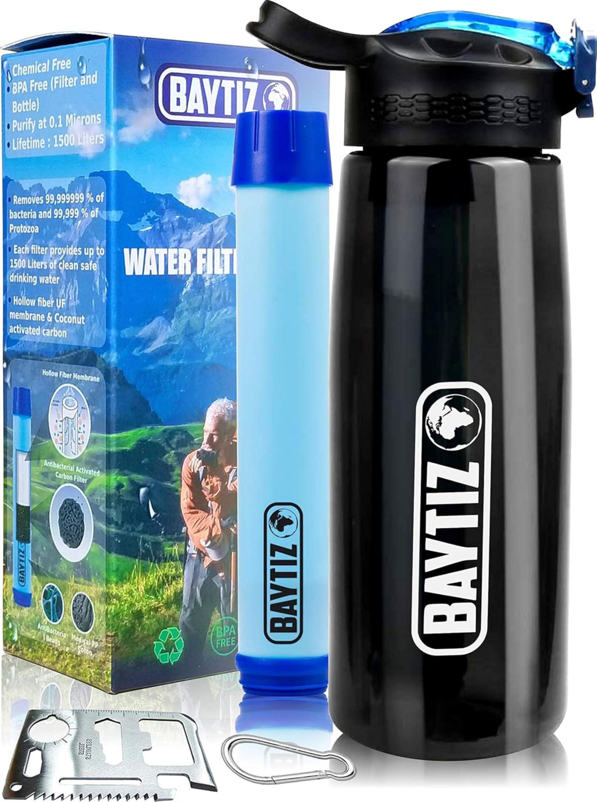 Dripio Waterfilterfles van 650 ml met actieve koolfilter – herbruikbaar