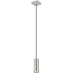 Lampe skandinavisch Hängeleuchte Hängelampen Wohnbereich Modern Pendelleuchte einflammig, Metall nickel matt, 1x GU10 Fassung, LxBxH 9x9x120 cm