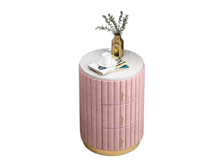 AZHKJKZH Nachttisch Marmoroberfläche Nachttisch Regal Schlafzimmer Wohnzimmer Wohnzimmer Schlafzimmer(Pink)