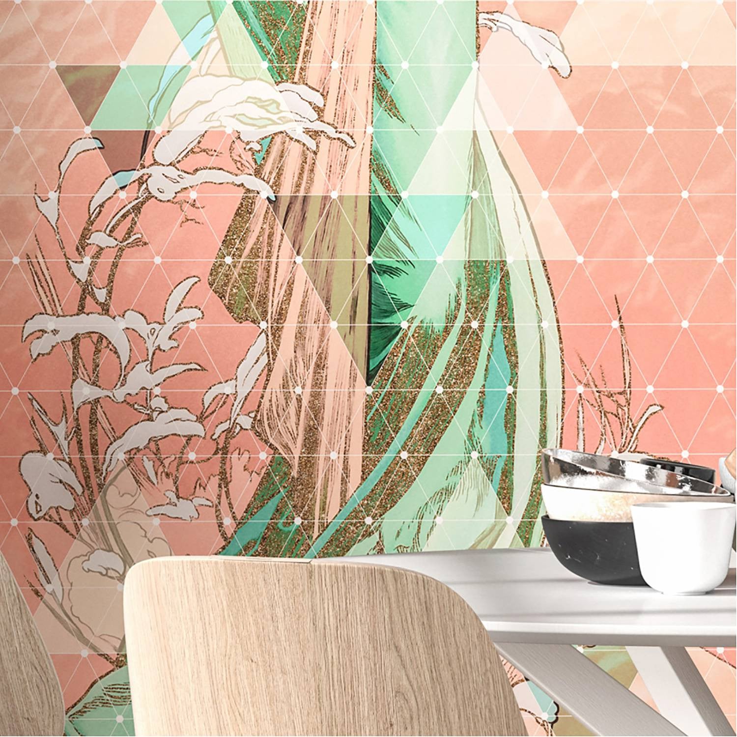 home24 Fotobehang Printemps Floral Multicolore Roze B: 100 cm, H: 280 cm