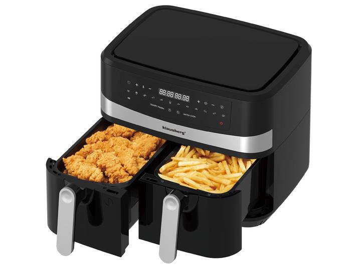 Heissluftfritteuse mit Doppelkorb, 9 Liter