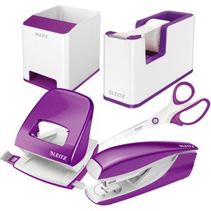 Leitz Schreibtischset WOW Duo Colour, Kunststoff, violett / weiß, 5-teilig