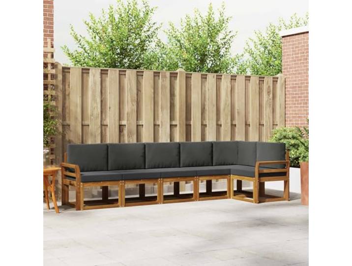 RJPLMFV Ecksofa-Set für den Außenbereich, 6-teilig, Akazie Bequeme Latten-Rückenlehne, modulares Design, leicht zu reinigen