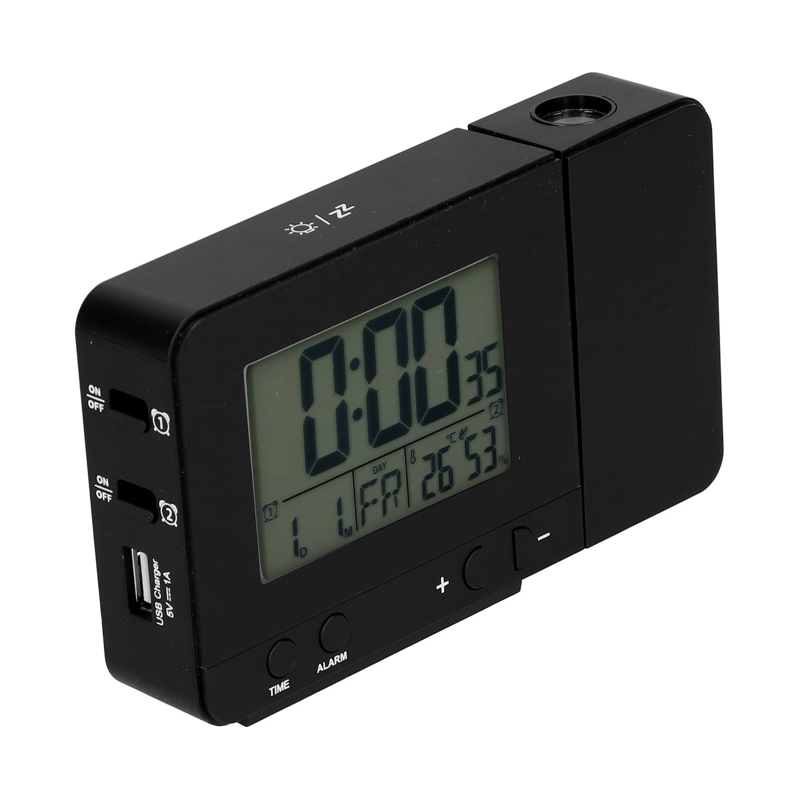 Cocosity Multifunctionele Projectiewekker met USB-aansluiting en Temperatuurweergave