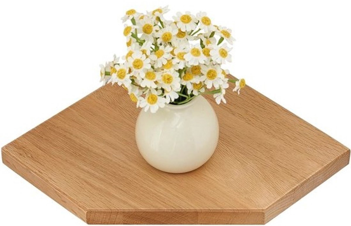 Eiken hoekplank - Zwevende wandplank voor planten en decoratie - Breedte: 18 cm