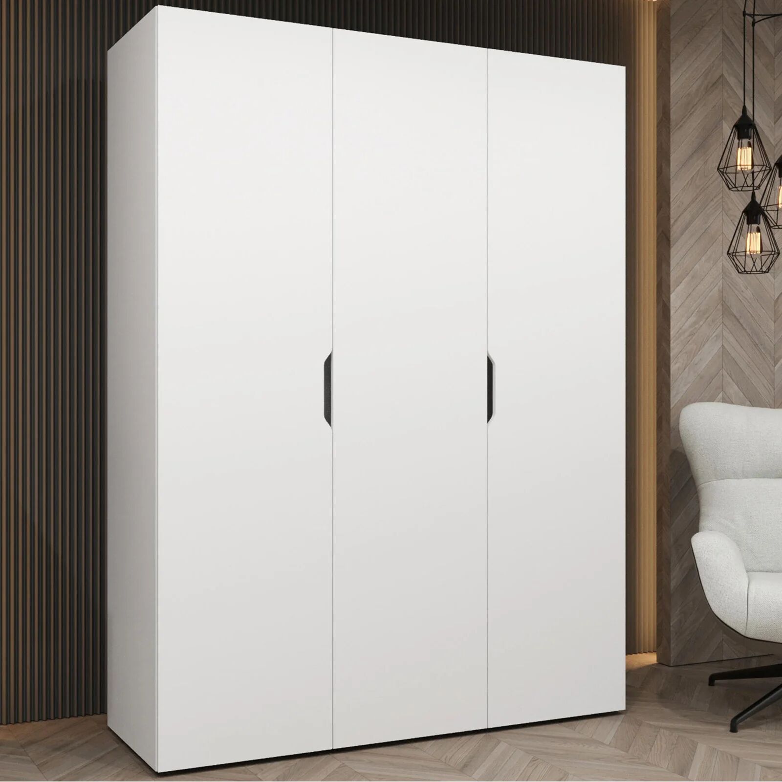 garneroarredamenti Armadio 150x202 cm 3 ante bianco opaco Valencia